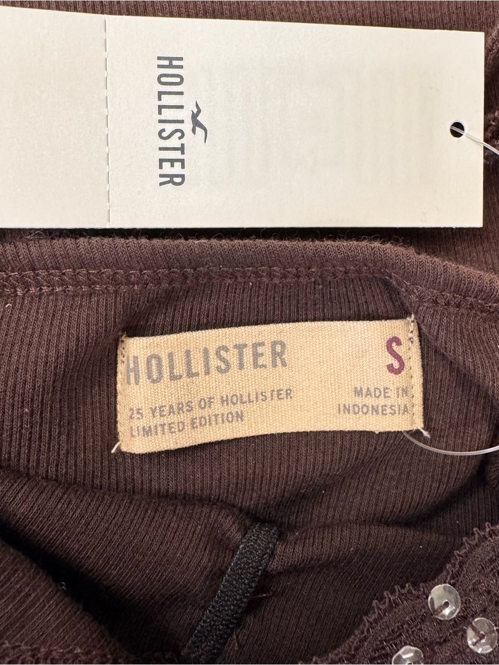 NWT Hollister 25 Years Limited Edition Brown Sequin Lace Cami Tank Top - Picture 2 of 6